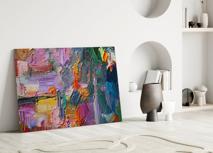 Impasto Multicolor Palette Knife Glass Wall Art