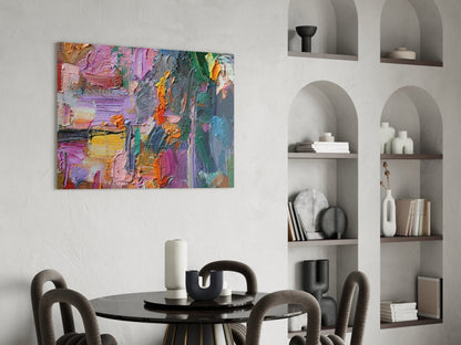 Impasto Multicolor Palette Knife Glass Wall Art
