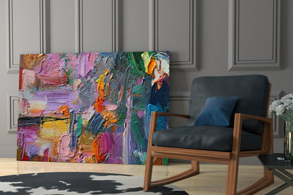 Impasto Multicolor Palette Knife Glass Wall Art