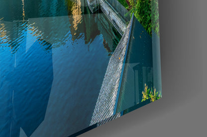 Alpine Lakeside Village Glass Wall Art