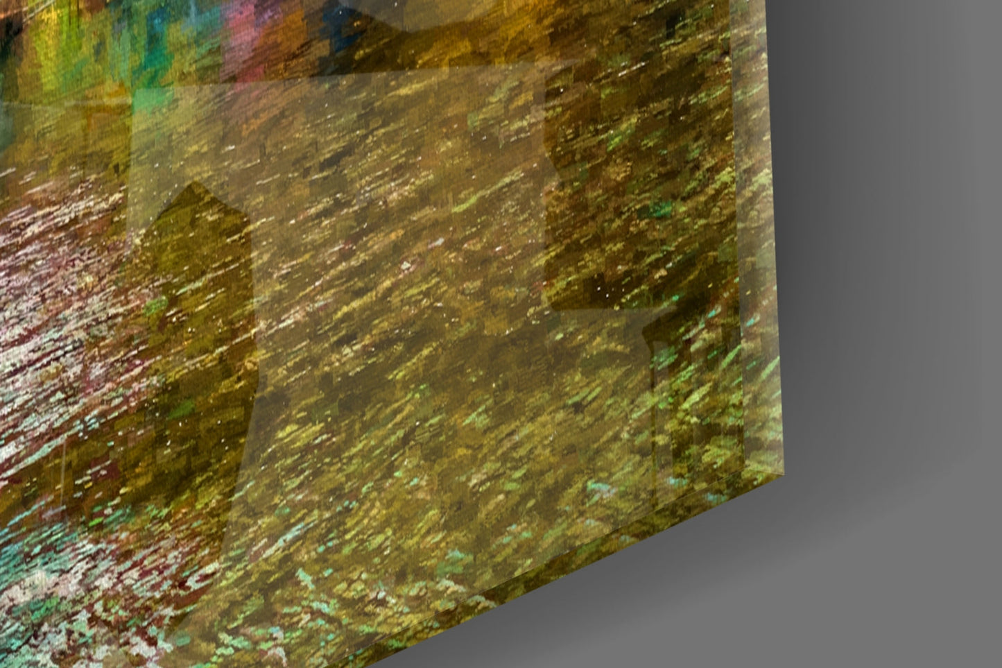Golden Autumn Lakeside Painting Glass Wall Art