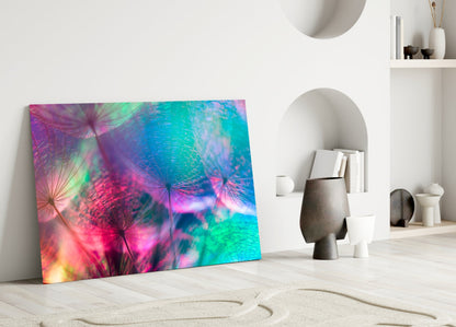 Vivid Dandelion Bokeh Abstract Glass Wall Art