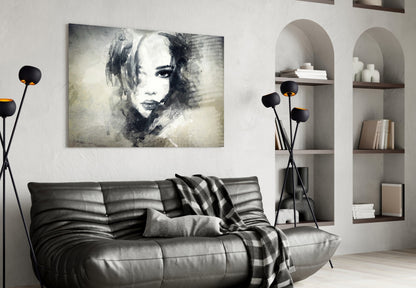 Watercolor Ink Woman Face Glass Wall Art