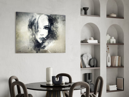 Watercolor Ink Woman Face Glass Wall Art