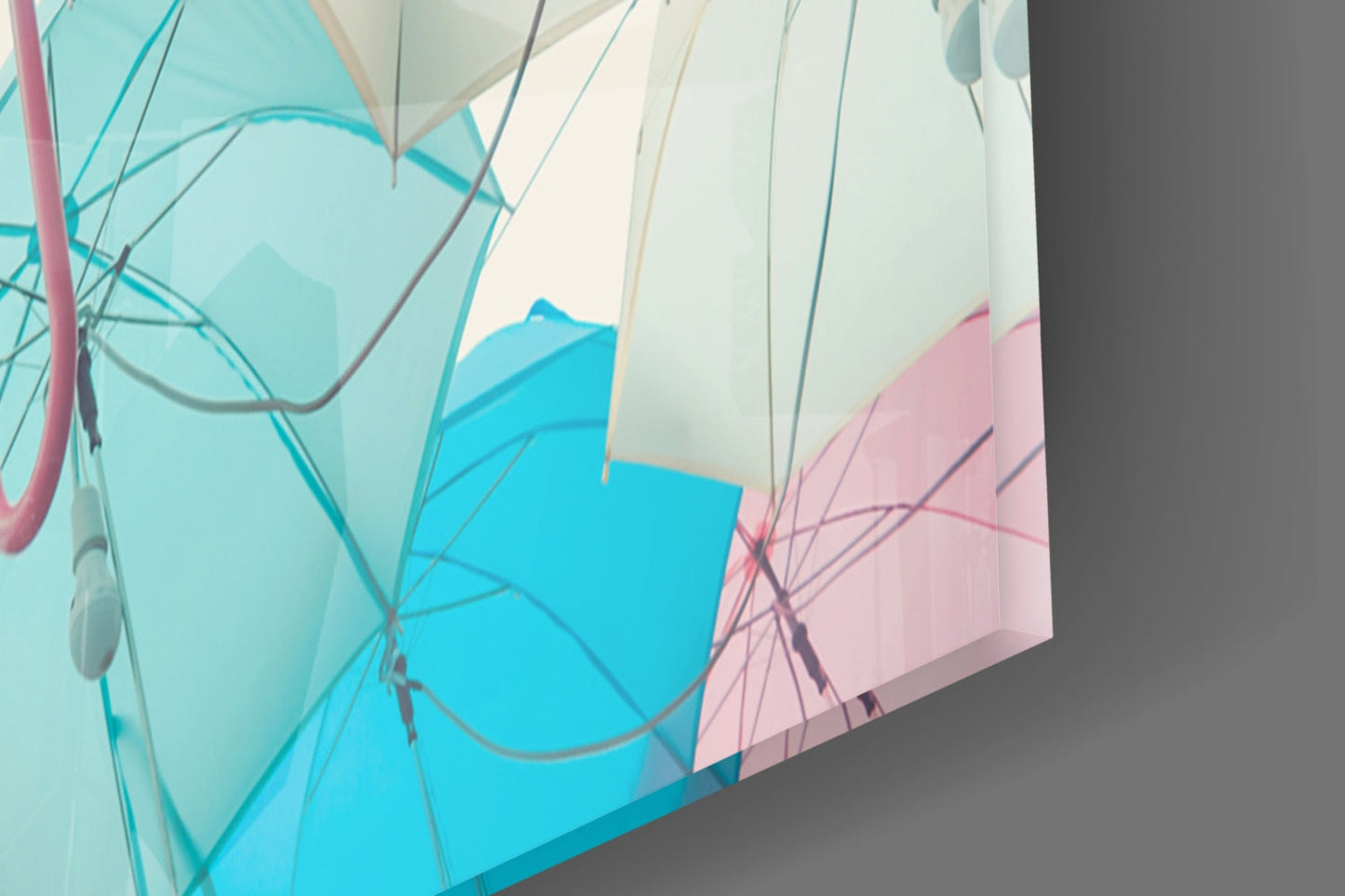 Pastel Pink And Mint Umbrella Canopy Glass Wall Art