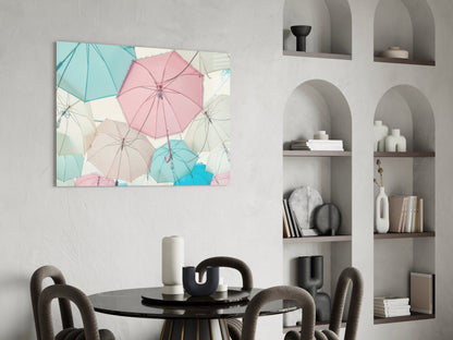 Pastel Pink And Mint Umbrella Canopy Glass Wall Art