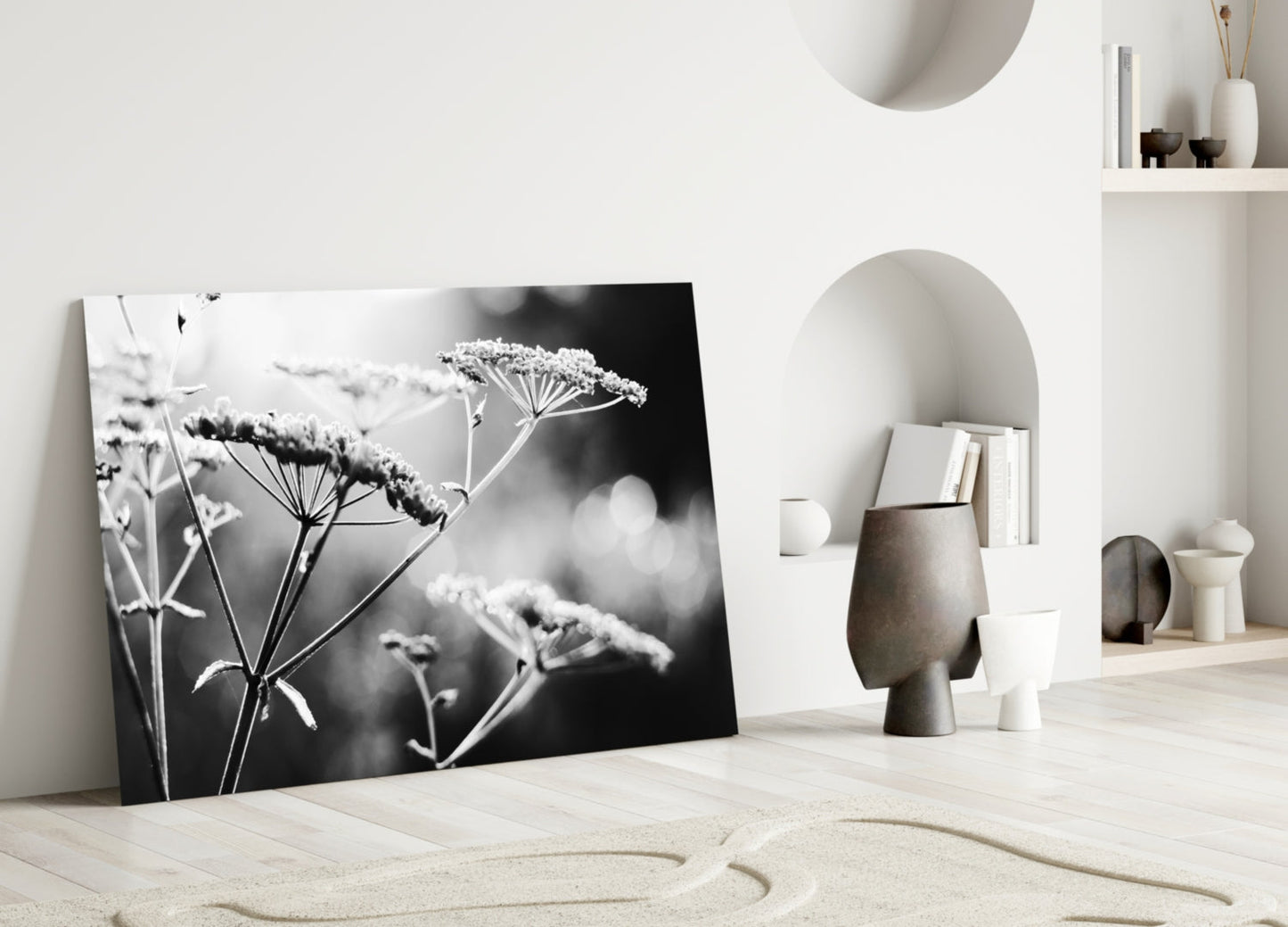 Frosted Wildflower Umbels Glass Wall Art