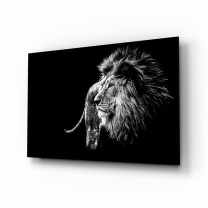 Windswept Lion Side Profile Glass Wall Art