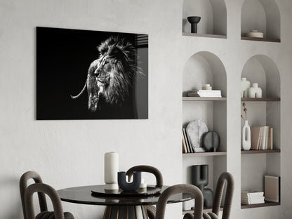 Windswept Lion Side Profile Glass Wall Art