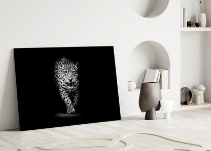 Prowling Leopard Full Body Glass Wall Art