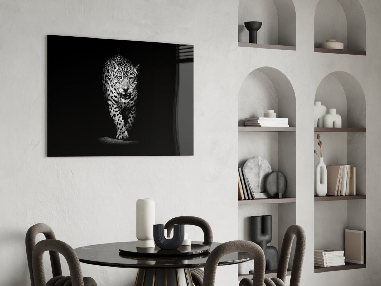 Prowling Leopard Full Body Glass Wall Art