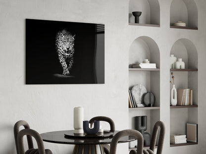 Prowling Leopard Full Body Glass Wall Art