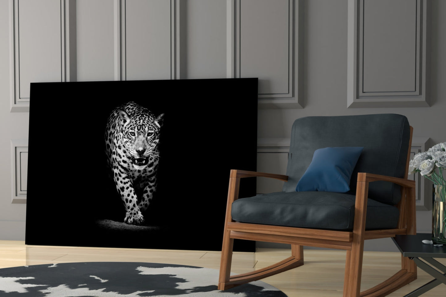 Prowling Leopard Full Body Glass Wall Art