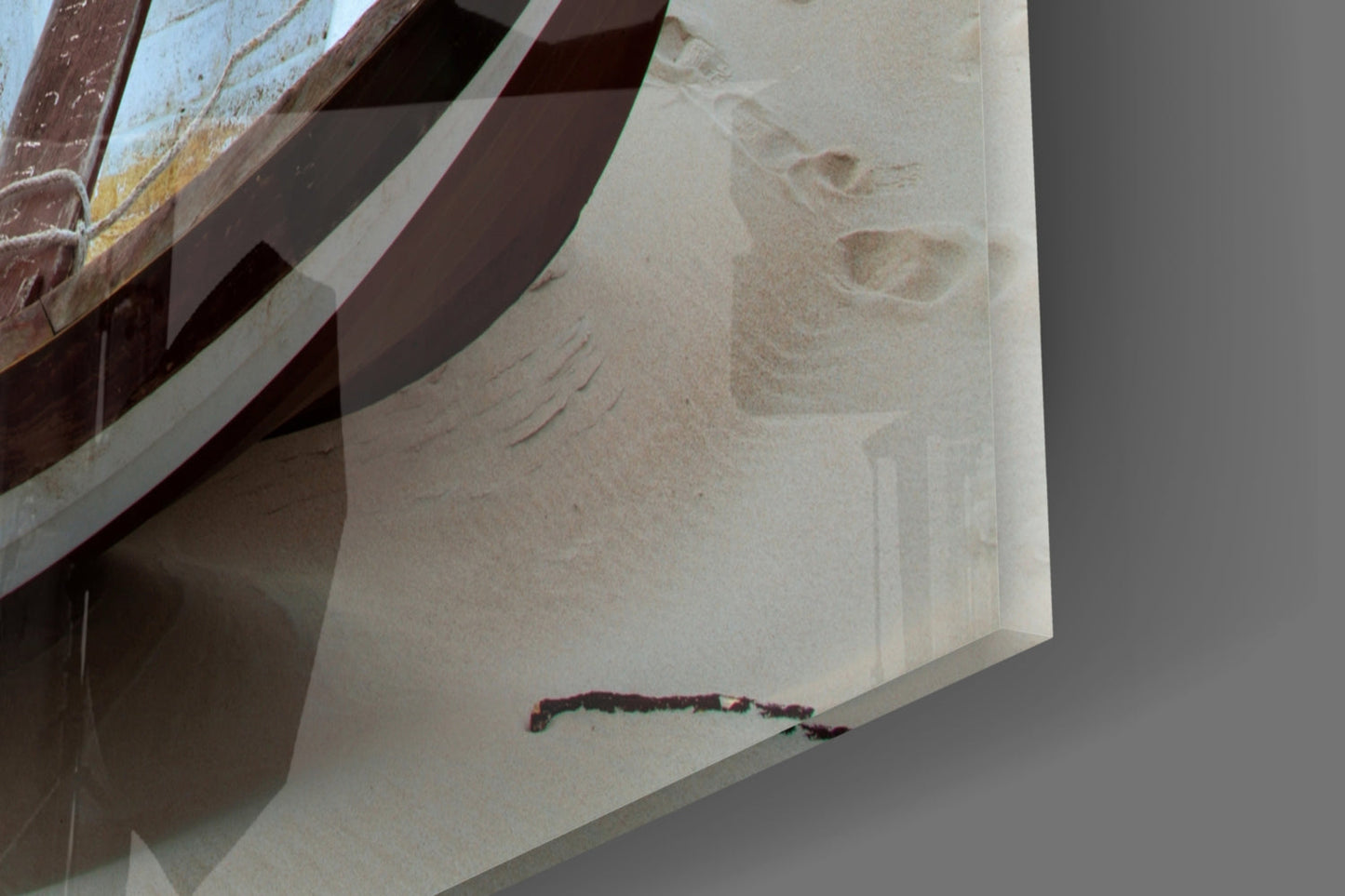 Wooden Rowboat Dramatic Sunset Beach Glass Wall Art