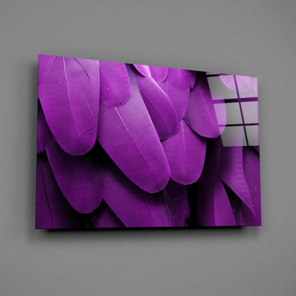 Violet Layered Feather Macro Glass Wall Art
