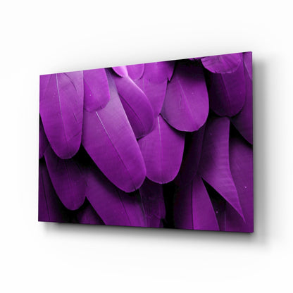 Violet Layered Feather Macro Glass Wall Art