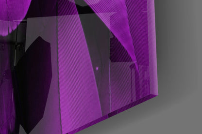 Violet Layered Feather Macro Glass Wall Art