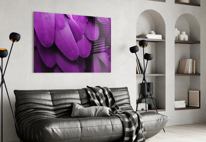 Violet Layered Feather Macro Glass Wall Art