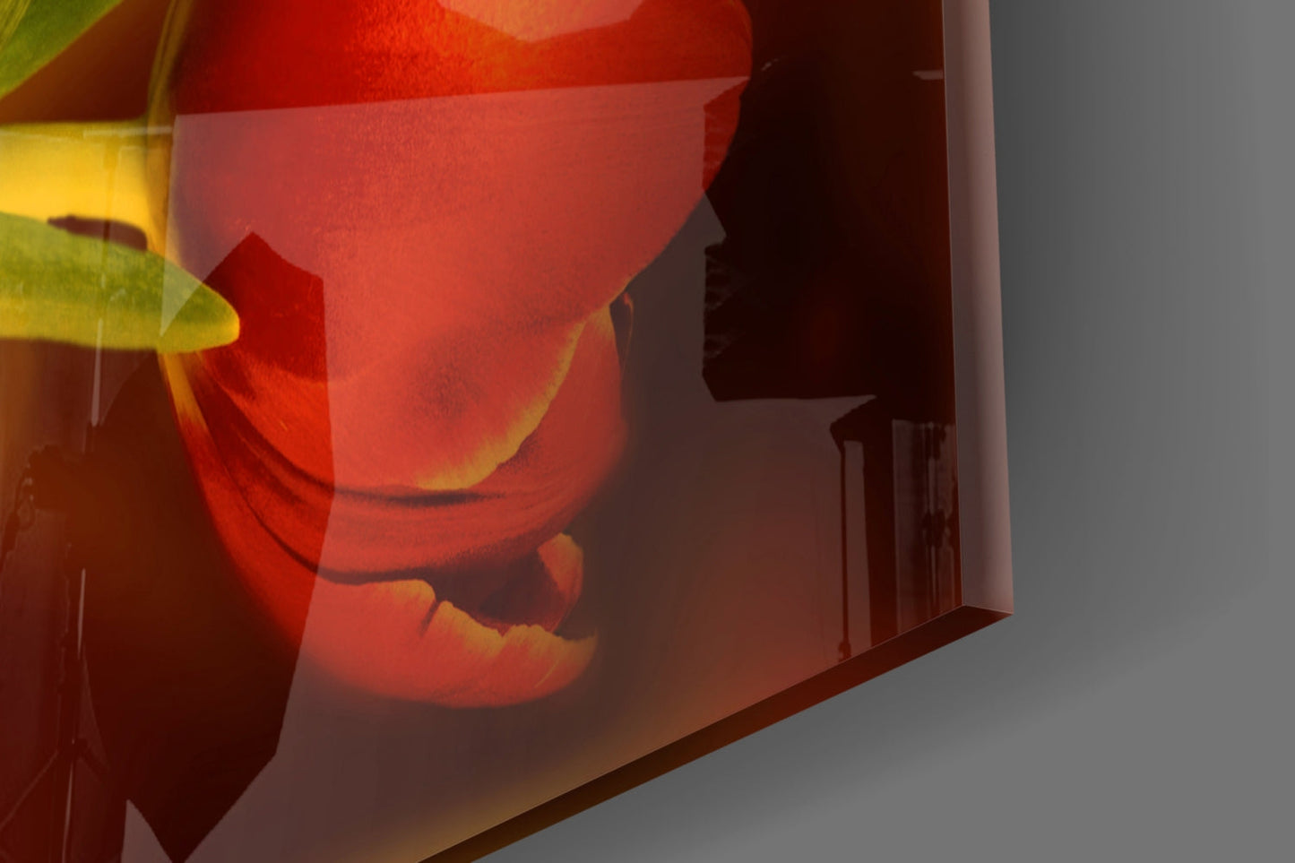 Orange Tulip Trio Amber Glass Wall Art