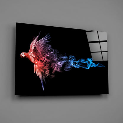 Parrot Smoke Fire Ice Glass Wall Art