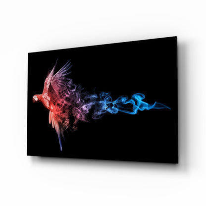 Parrot Smoke Fire Ice Glass Wall Art