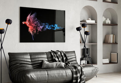 Parrot Smoke Fire Ice Glass Wall Art