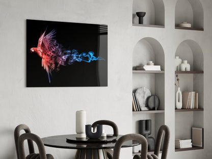 Parrot Smoke Fire Ice Glass Wall Art