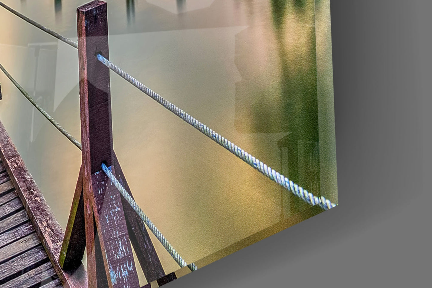 Dramatic Clouds Forest Lake Pier Glass Wall Art