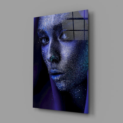 Silver Glitter Face Violet Veil Glass Wall Art