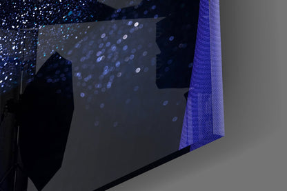 Silver Glitter Face Violet Veil Glass Wall Art