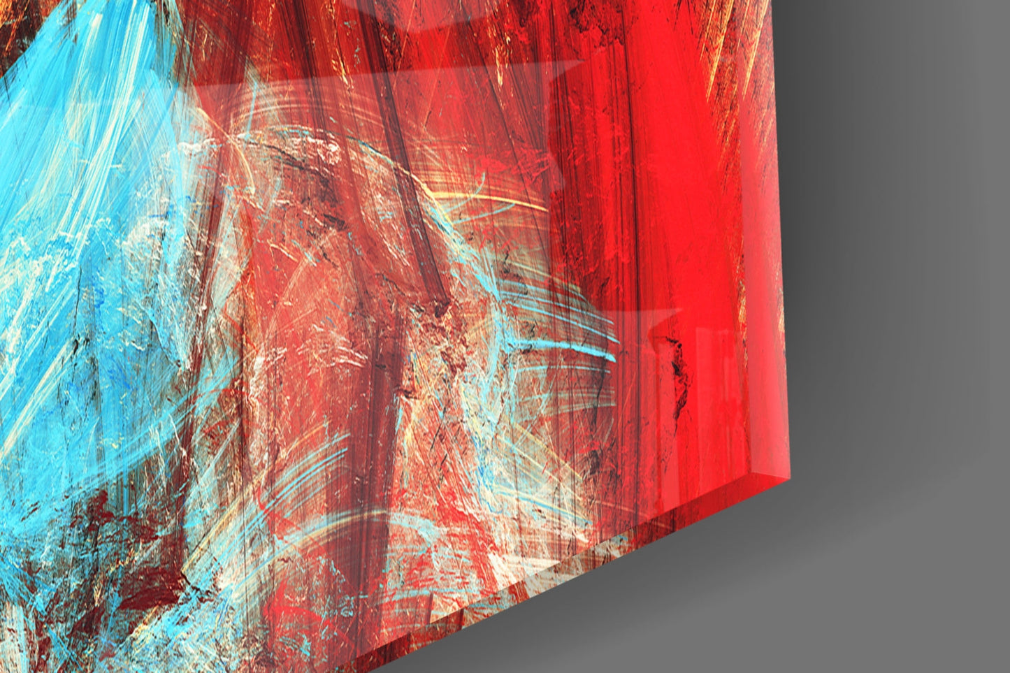 Bold Brushstrokes Red Yellow Abstract Glass Wall Art
