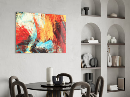 Bold Brushstrokes Red Yellow Abstract Glass Wall Art