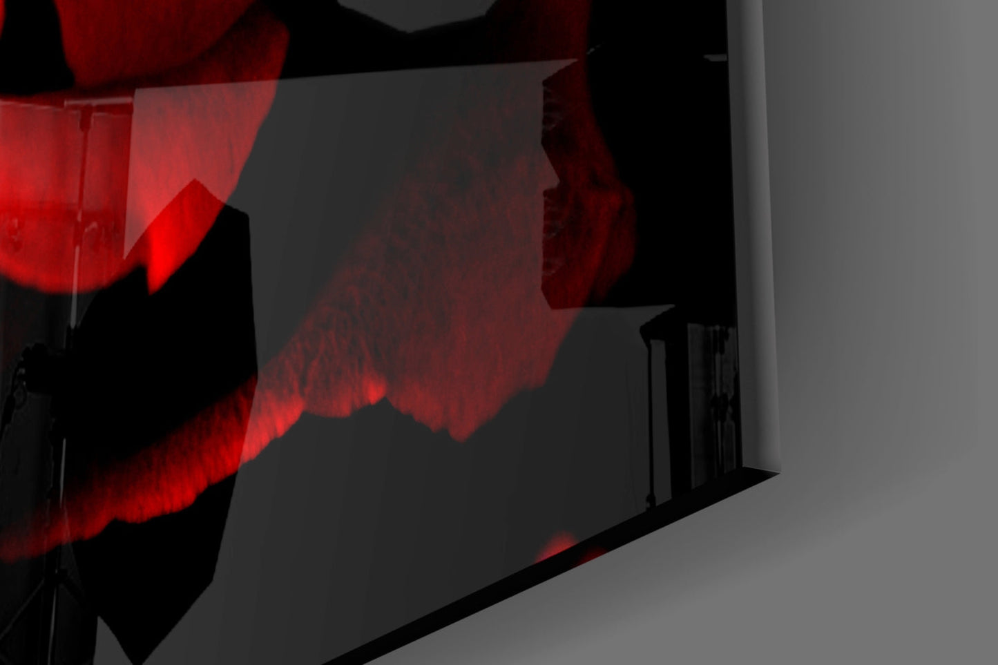 Dark Velvet Red Rose Petals Glass Wall Art