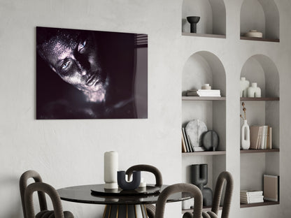 Silver Glitter Shadowed Woman Glass Wall Art