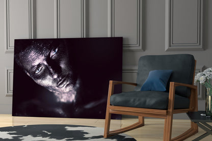 Silver Glitter Shadowed Woman Glass Wall Art