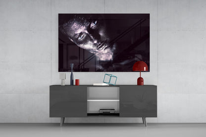 Silver Glitter Shadowed Woman Glass Wall Art