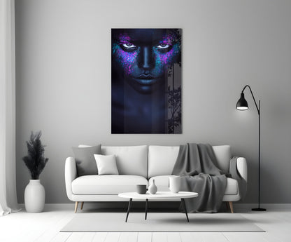 Pink Turquoise Powder Woman Glass Wall Art