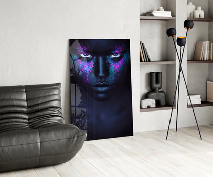 Pink Turquoise Powder Woman Glass Wall Art