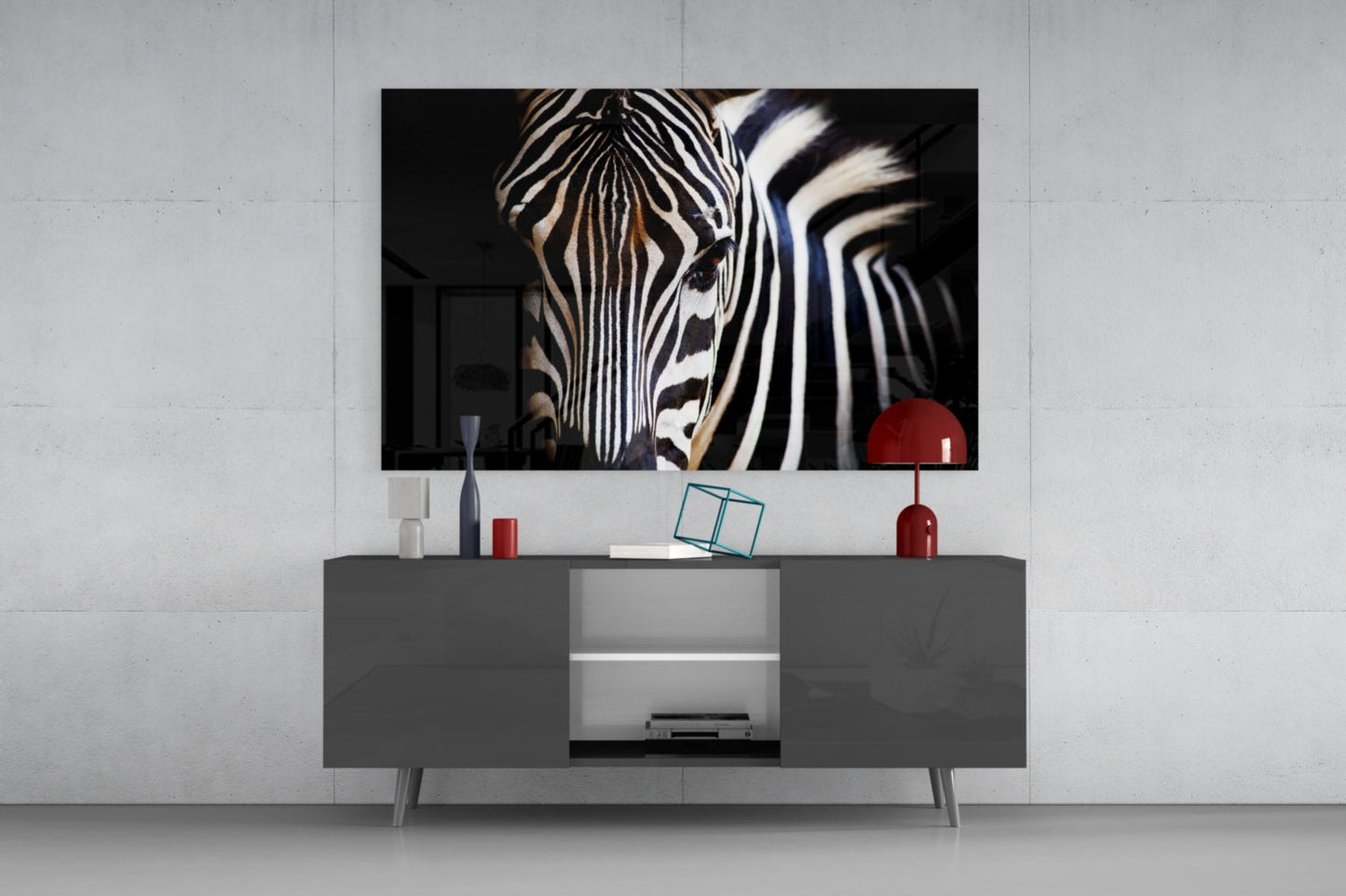 Warm Toned Zebra Head Glass Wall Art