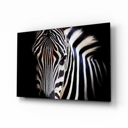 Warm Toned Zebra Head Glass Wall Art