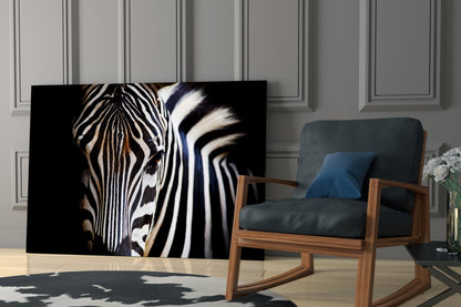 Warm Toned Zebra Head Glass Wall Art