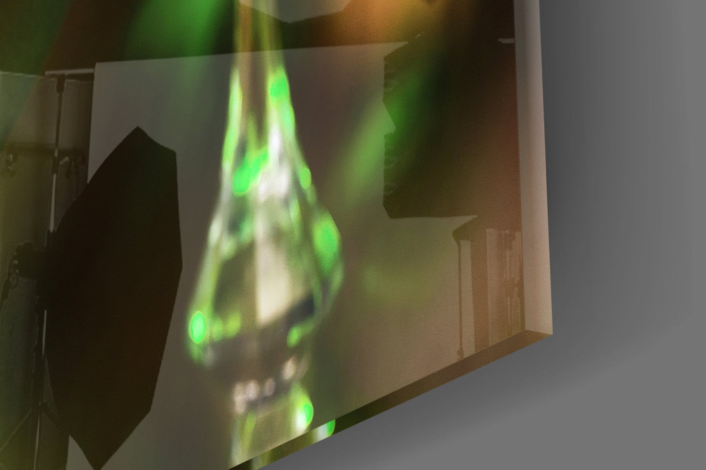 Green Skin Crystal Drops Woman Glass Wall Art