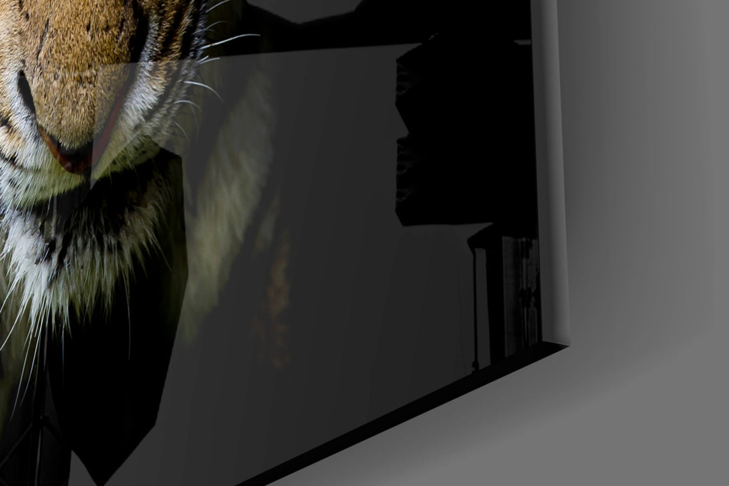 Stalking Tiger in Shadows Glass Wall Art