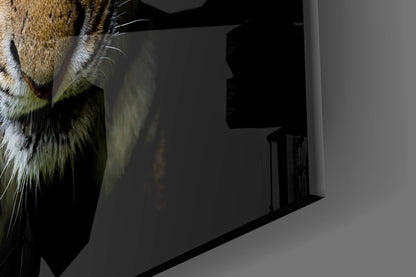 Stalking Tiger in Shadows Glass Wall Art