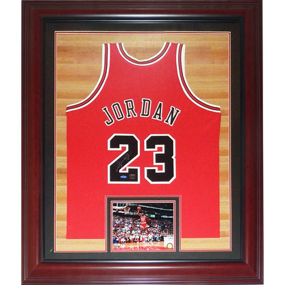 Michael Jordan Autographed Chicago Bulls (Red #23 M Ness) Deluxe Framed Jersey - UDA