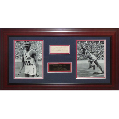 Jesse Owens Autographed USA Track 1936 Olympics Deluxe Framed Tribute Piece - JSA Letter