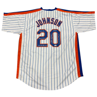 Howard Johnson Autographed New York Mets (Pinstripe #20) Custom Jersey with Multiple Inscriptions - JSA