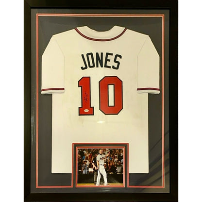 Chipper Jones Autographed Atlanta Braves (White #10) Framed Jersey - JSA