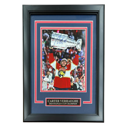 Carter Verhaeghe Autographed Florida Panthers (Stanley Cup Trophy) Deluxe Framed 8x10 Photo - JSA