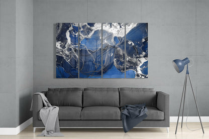 Royal Blue Silver Frost Marble Glass Wall Art